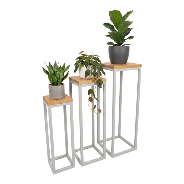 Plant stands Tetris Wood | White Aluminium