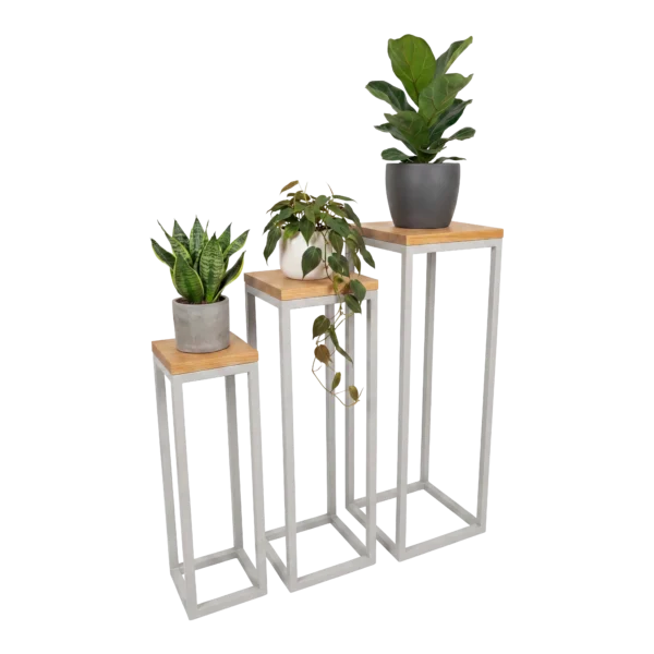 Stojaki na kwiaty Tetris Wood | Białe aluminium