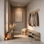 Zestaw: stojak na buty Nido w kolorze szary beż i wieszak Auris w kolorze szary beż
