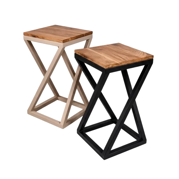 Zestaw: taboret Twist w kolorze szary beż i taboret Twist w kolorze głęboka czerń